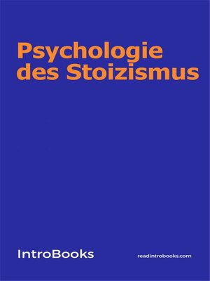 cover image of Psychologie des Stoizismus